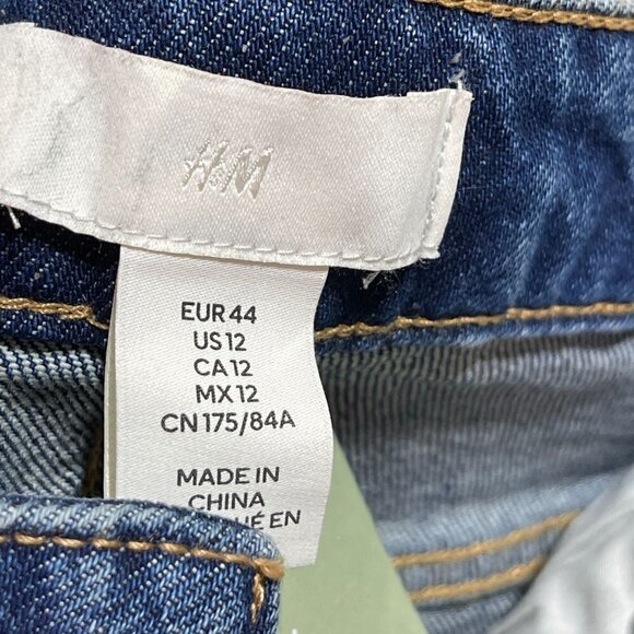 New H&M HM Mom Jeans High Rise Ankle Stretch Med Wash Size 12 - Picture 7 of 7